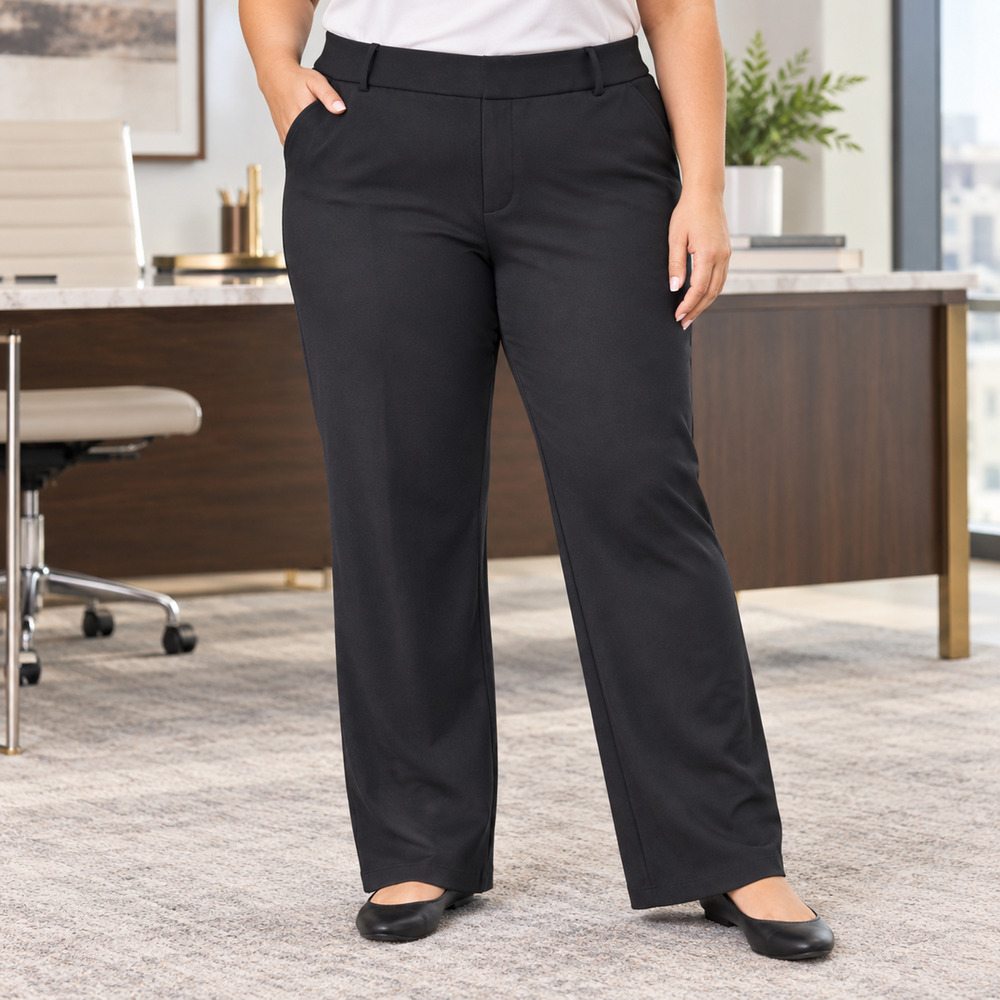 FireSwan Wide Leg Dress Pants Womens XXL Fits XL Black Stretch NWT Career Work